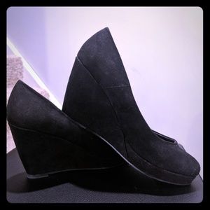Black Suede Wedges High Heel